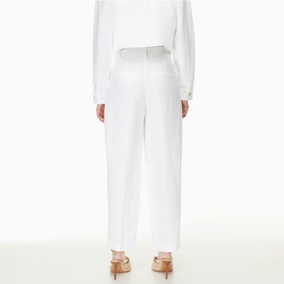 NWT Aritzia Wilfred Carrot Linen Pants White Sz 4 High Waist Trousers Minimalist - Picture 2 of 7